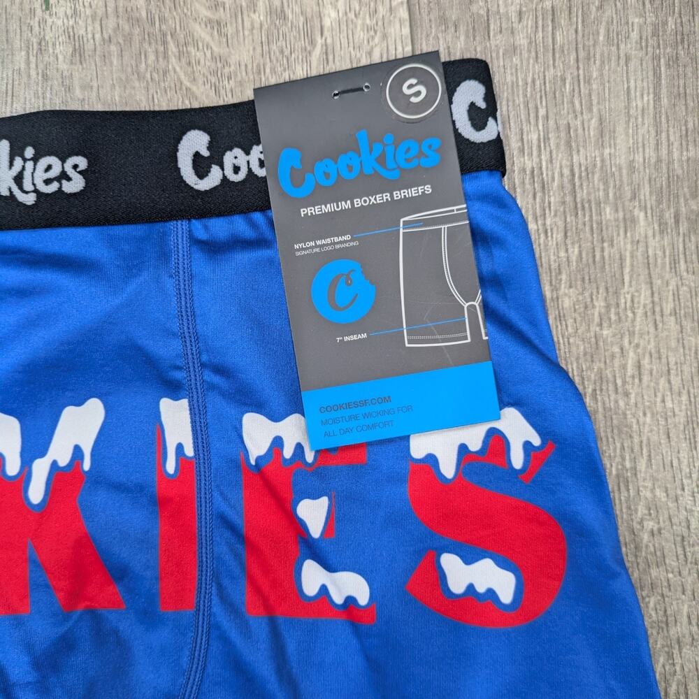 Cookies Premium Boxer Briefs Microfiber Moisture Wicking Blue Graphic Size S